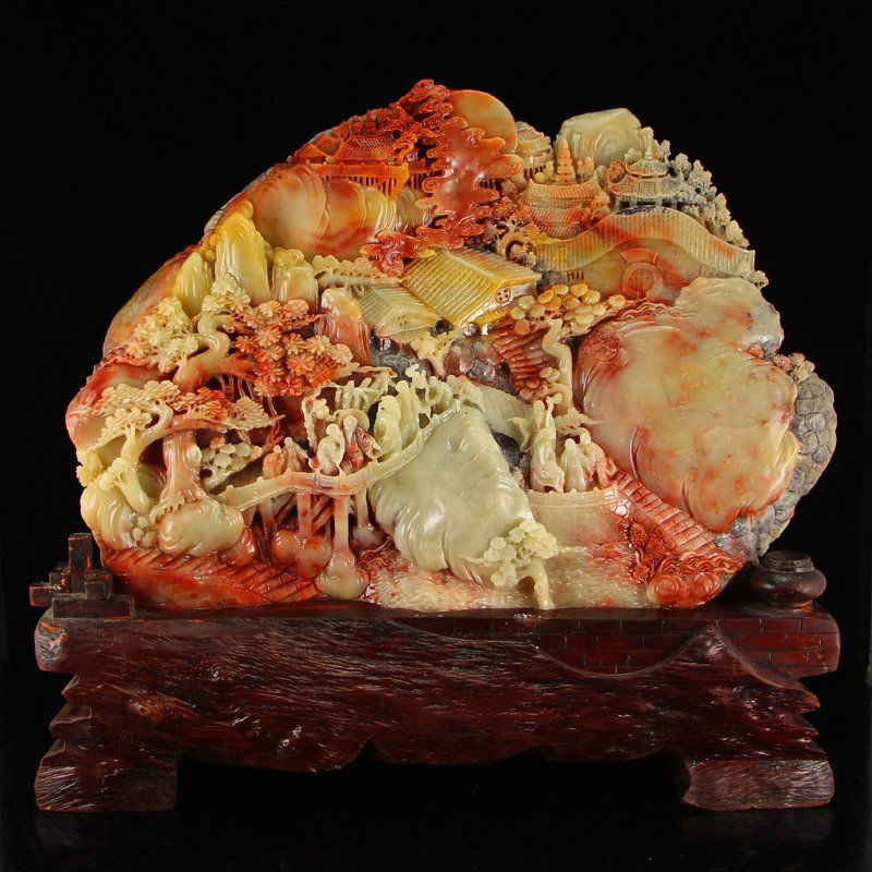 Chinese Shoushan Stone Statue - Old Men & Kids (1 of 9)