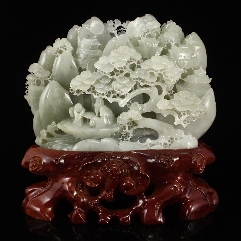 Superb Chinese Hetian Jade Statue - Confucius & Student: Superb Chinese Natural Hetian Jade Statue - Confucius & Student Dimension: 240 x 170 x 45(mm) 9.45 x 6.69 x 1.77(inches) Weight 4.76 lbs/2158 g The total weight does not include the base. The base is
