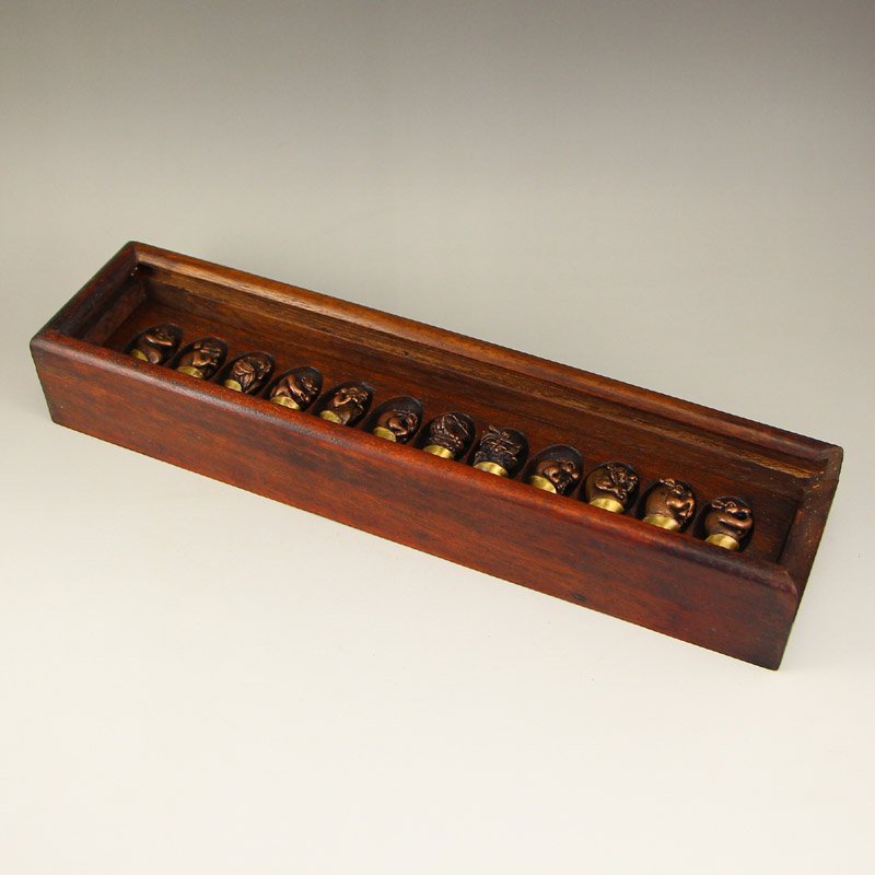 A Set Chinese Red Copper Twelve Zodiac Statue (1 of 10)