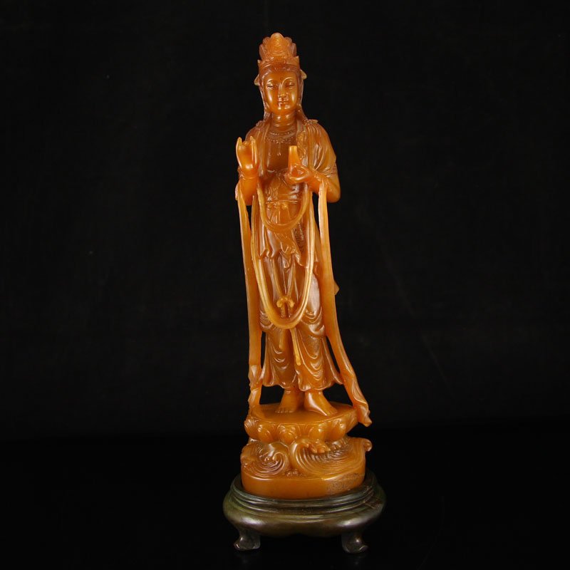 Chinese Natural Shoushan Stone Kwan-yin Statue (1 of 7)