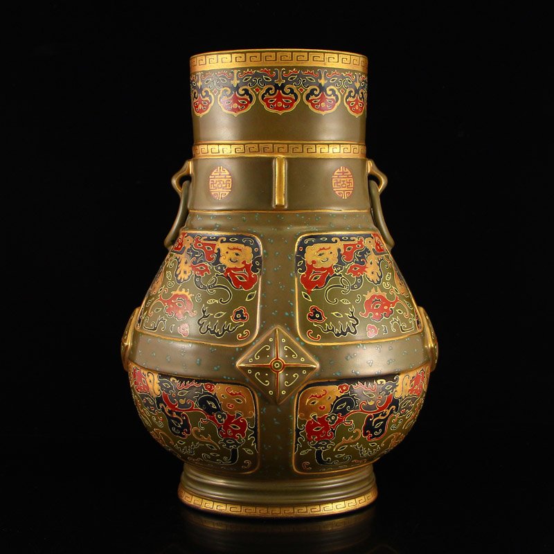 Gilt Gold Tea Dust Glaze Double Ears Porcelain Pot (1 of 9)