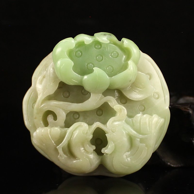 Chinese Hetian Jade Pendant - Mandarin Ducks & Lotus (1 of 5)