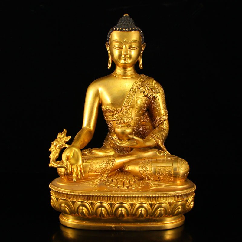 Chinese Ming Dynasty Gilt Gold Bronze Buddha Statue (1 of 8)