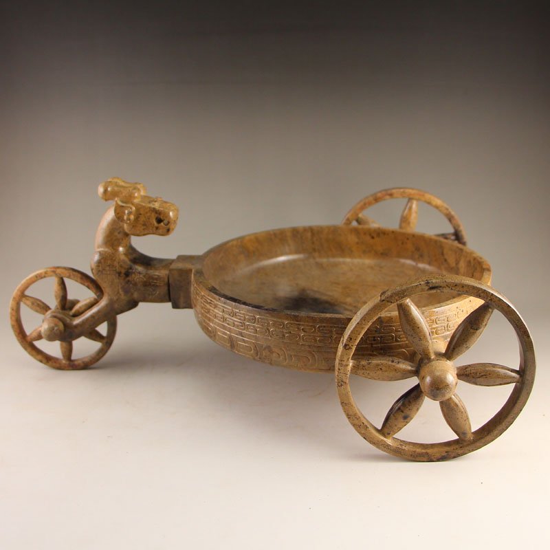 Vintage Chinese Hetian Jade Beast Head Water Vehicle (1 of 9)