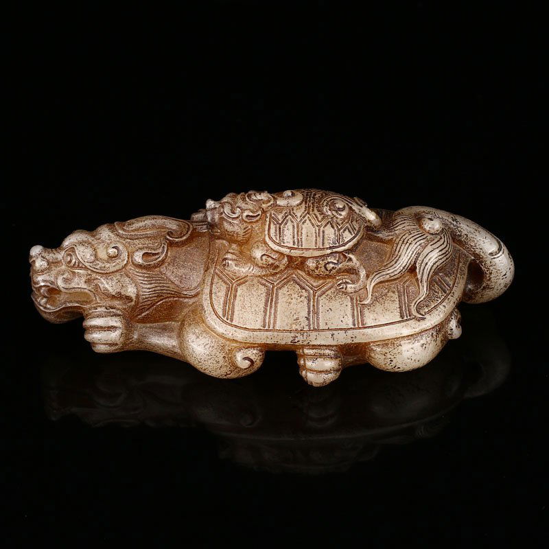 Chinese Han Dynasty Hetian Jade Dragon Turtle Statue (1 of 6)