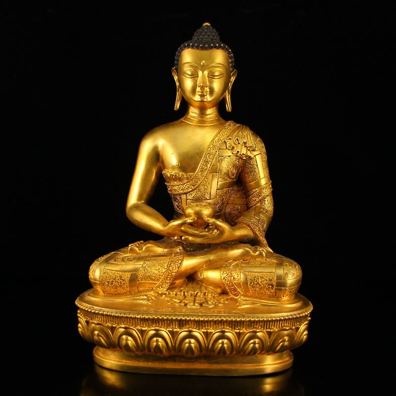 China Ming Dy Gilt Gold Bronze Siddhartha Buddha Statue (1 of 9)