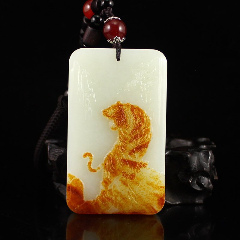 Superb Chinese Hetian Jade Tiger Pendant (1 of 8)