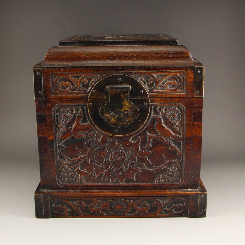Vintage Chinese Zitan Wood Jewelry Box (1 of 8)