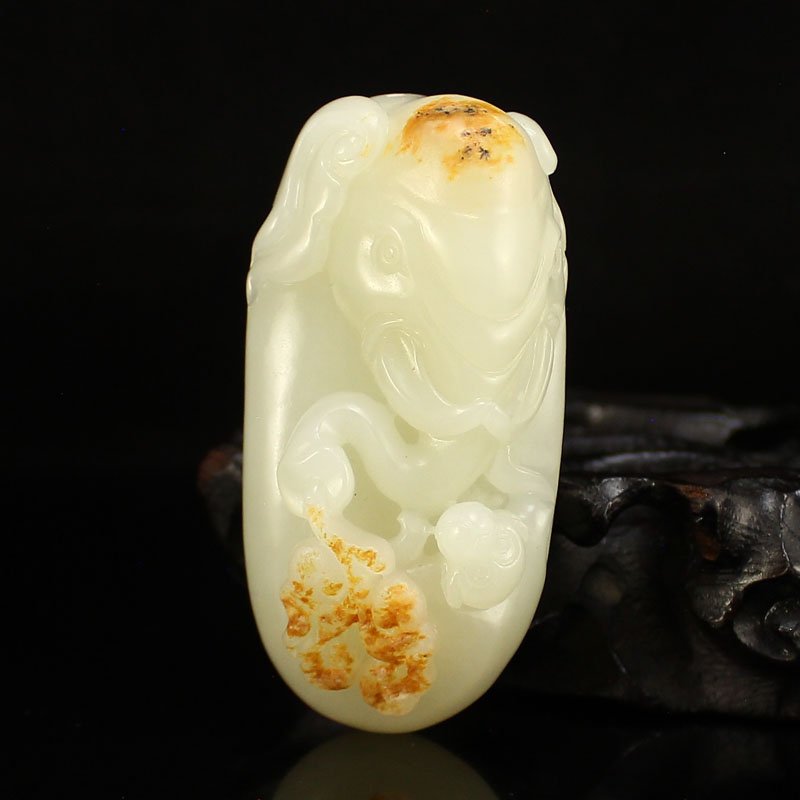 Chinese Hetian Jade Elephant & Monkey Pendant (1 of 7)