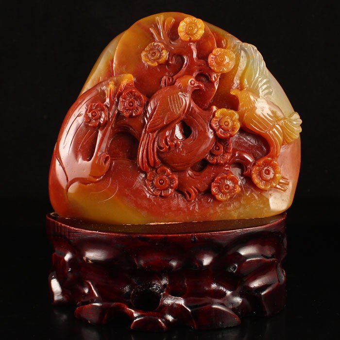 Chinese Huanglong Jade Statue - Magpie & Plum Flower (1 of 7)