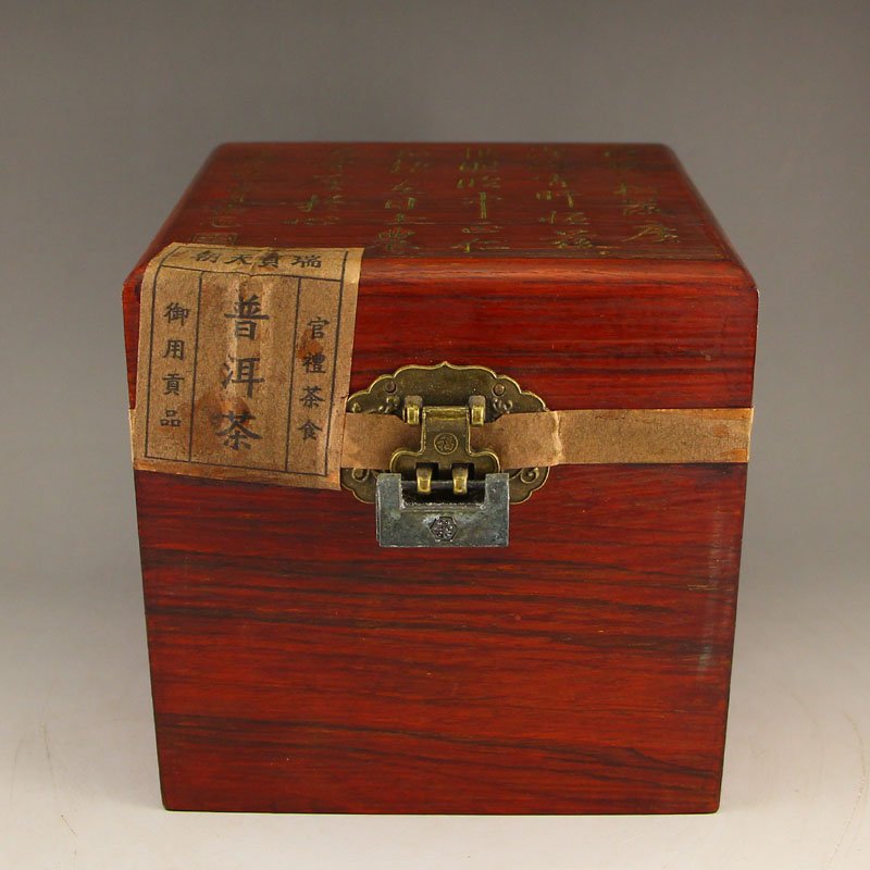 Chinese Antique Pu 'er Tea Seal In Zitan Wood Box (1 of 7)