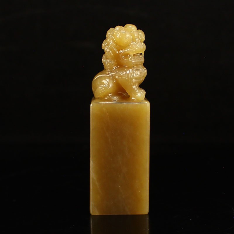Chinese Natural Hetian Jade Foo Dog Seal (1 of 5)