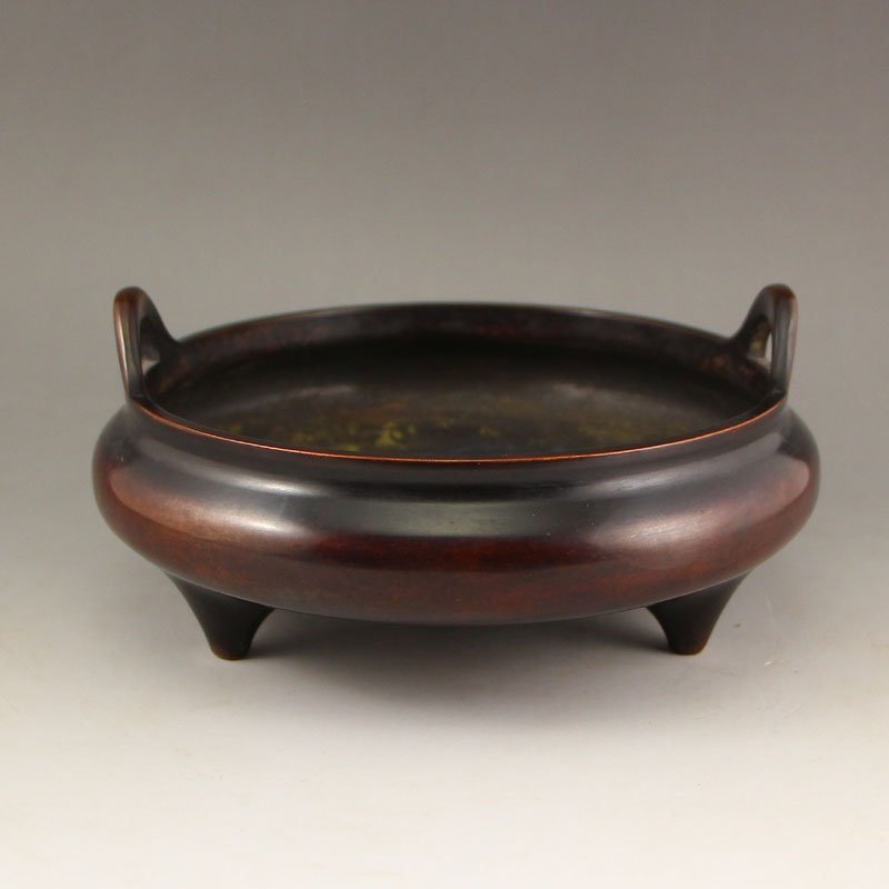 Chinese Ming Dy Red Copper Double Ears Incense Burner (1 of 6)