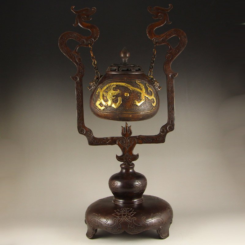 Vintage Chinese Bronze Double Dragon Incense Burner (1 of 9)