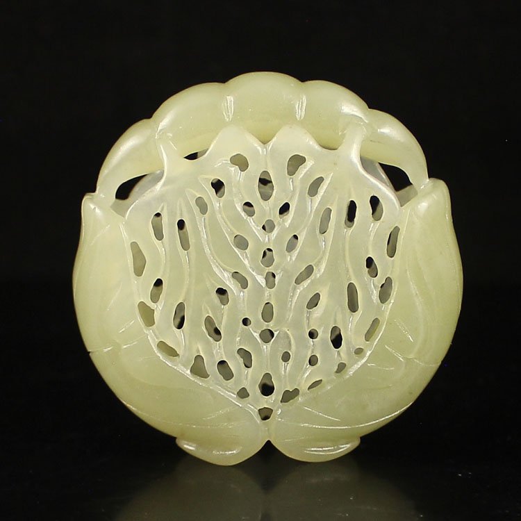 Openwork Chinese Natural Hetian Jade Sachet Pendant (1 of 6)