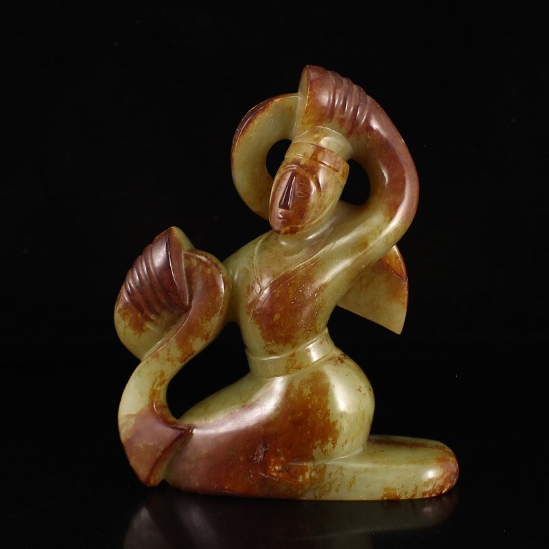 Chinese Han Dynasty Hetian Jade Dancing Girl Statue (1 of 6)