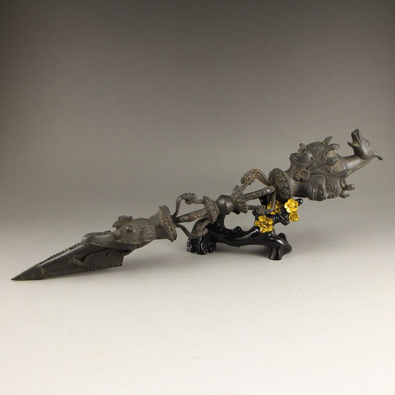 Vintage Tibet Buddhism Bronze Pestle JiangMo Statue (1 of 6)