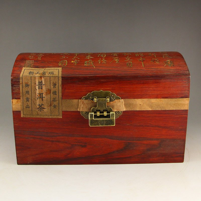 Chinese Antique Pu 'er Tea Seal In Zitan Wood Box (1 of 7)