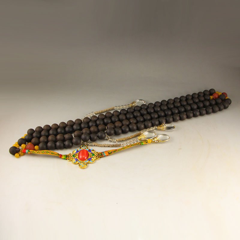 Chinese Chen Xiang Wood Crystal Court Beads Necklace (1 of 6)