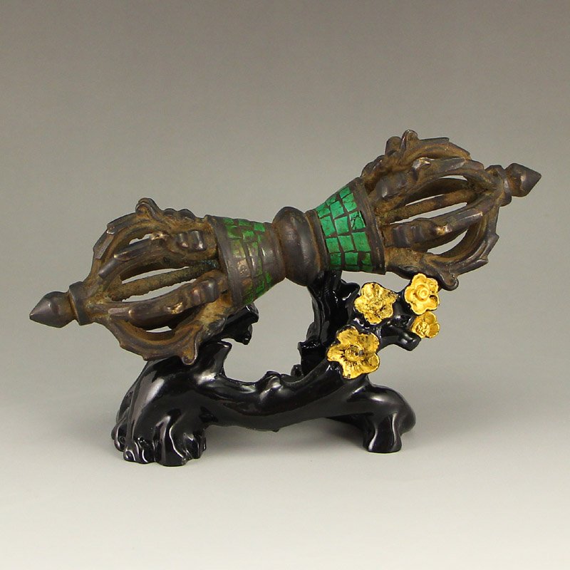 Tibetan Buddhism Bronze Inlay Turquoise Pray Tool (1 of 6)