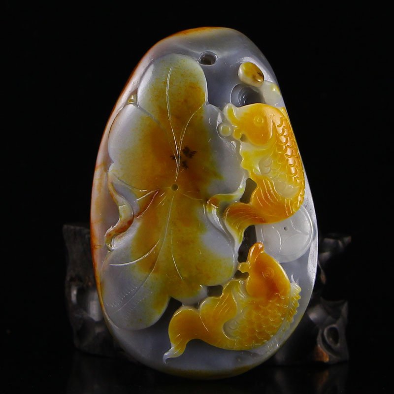 Chinese Natural Hetian Jade Fortune Fish Pendant (1 of 6)