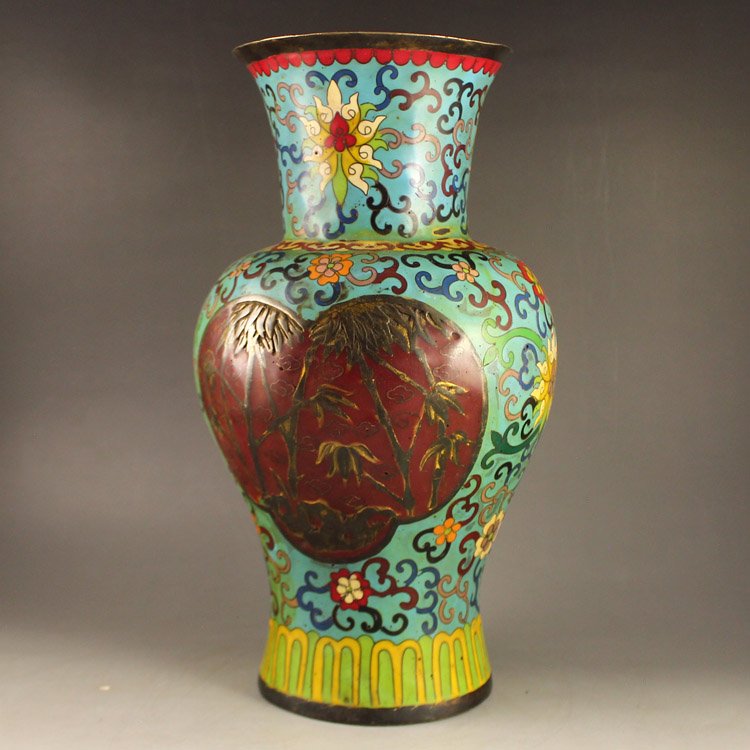 Vintage Chinese Bronze Cloisonne Big Vase