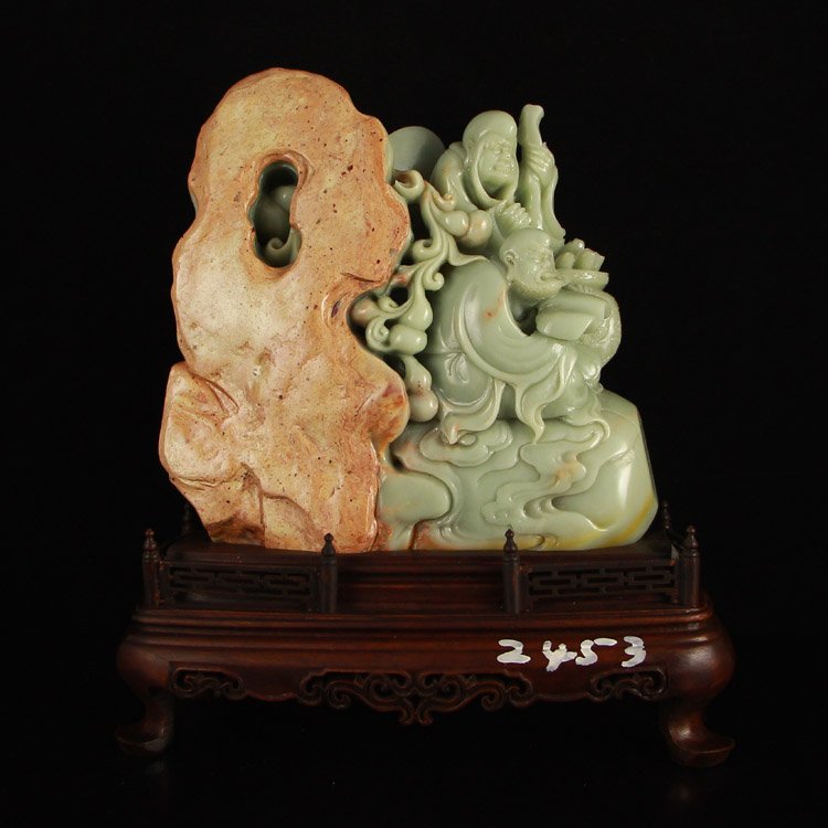 Superb Chinese Shoushan Stone Statue - Arhat (1 of 7)