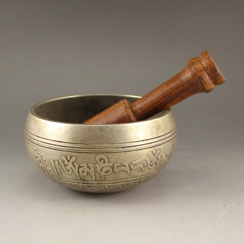 Vintage Tibet Buddhism Silver Prayer Bowl (1 of 8)