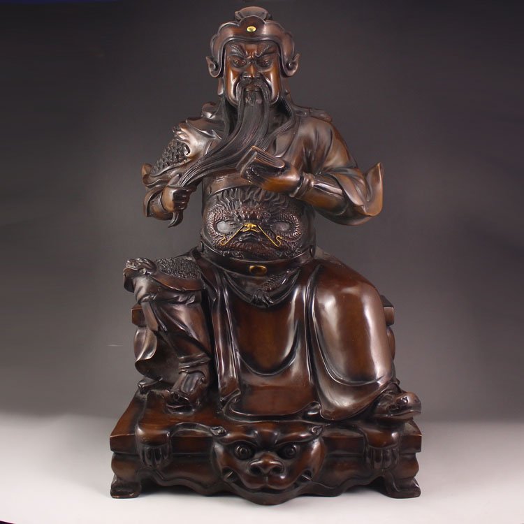 Vintage Chinese Red Copper Statue - General Guangong (1 of 10)