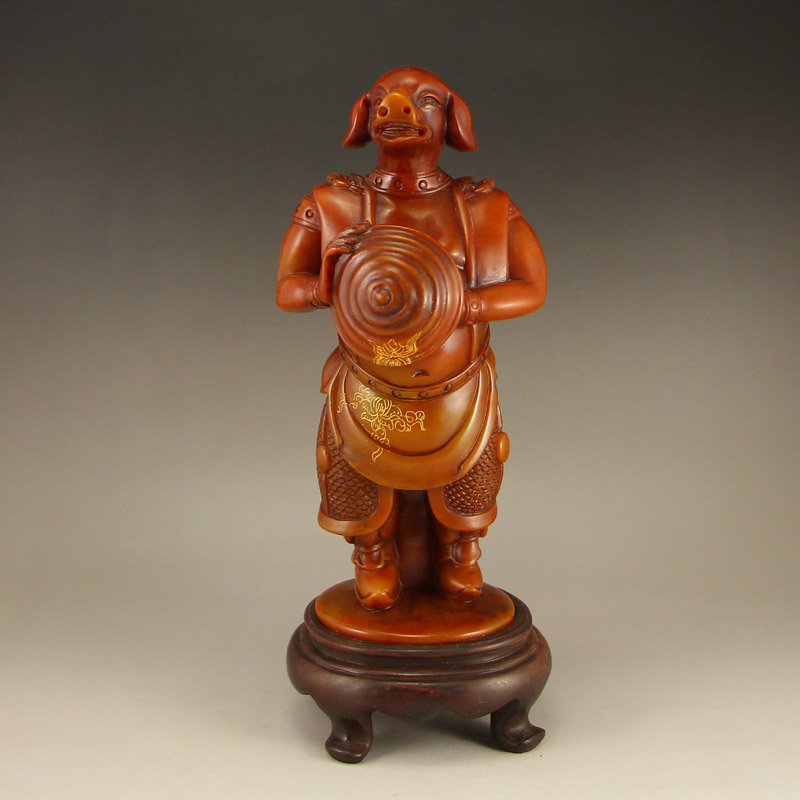 Chinese Shoushan Stone Statue - Chinese Zodiac Pig (1 of 7)