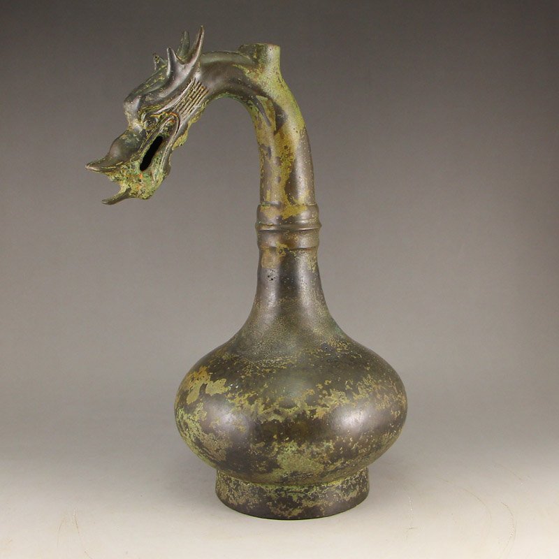 Vintage Chinese Bronze Dragon Head Vase (1 of 7)