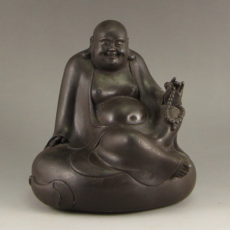 Vintage Chinese Bronze Laughing Buddha Statue (1 of 6)