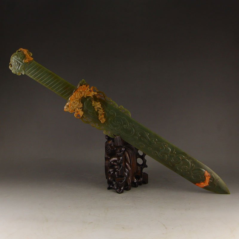 Vintage Chinese Green Hetian Jade Sword (1 of 8)