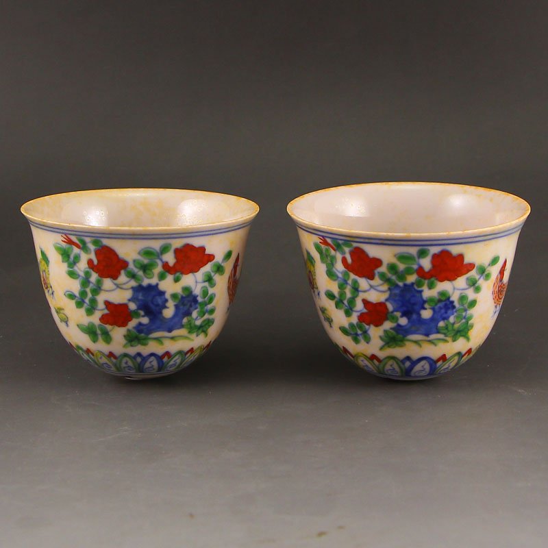 A Pair Chinese Ming Dy  Dou Cai Porcelain Cups (1 of 6)