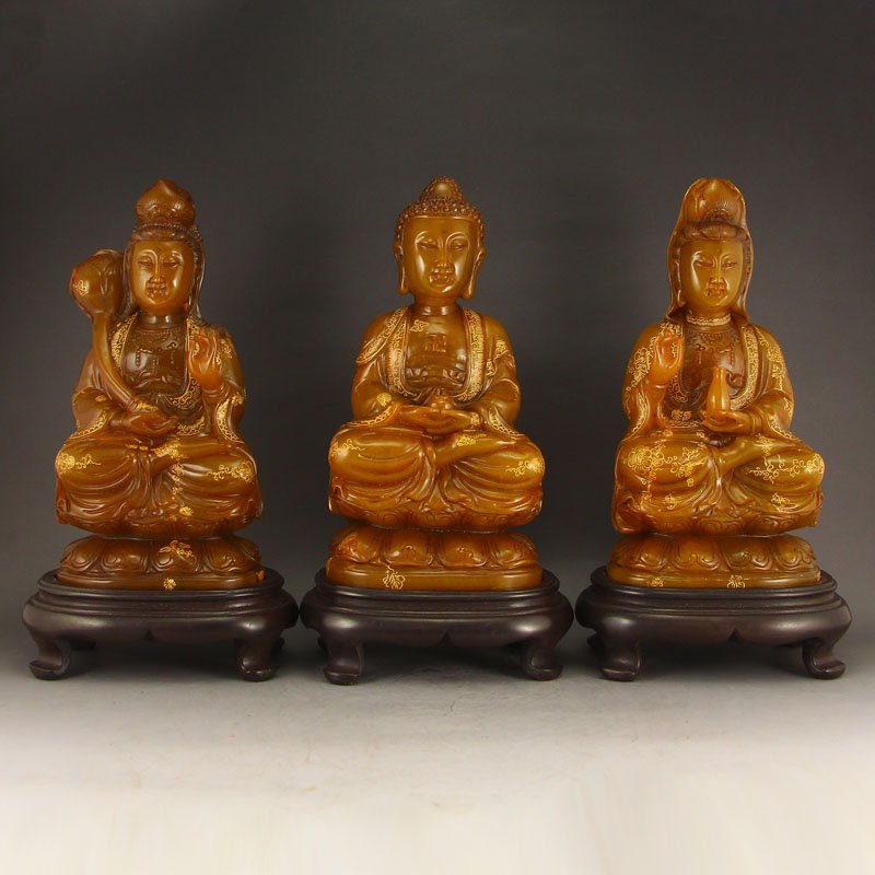 Gilt Gold Shoushan Stone Tianhuang Stone Buddha Statues (1 of 10)