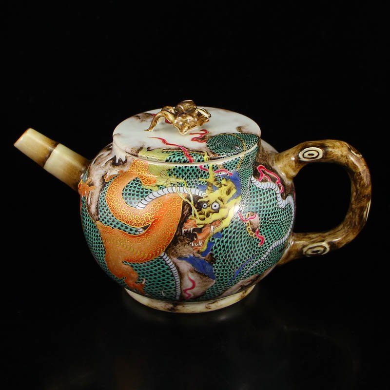 Chinese Qing Dy Gilt Gold Ink Glaze Porcelain Teapot (1 of 7)