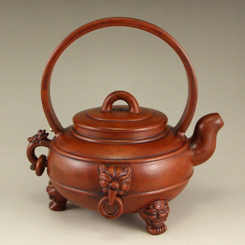 Chinese Yixing Zisha Clay 3 Legs Teapot W Artist Signed (1 of 6)