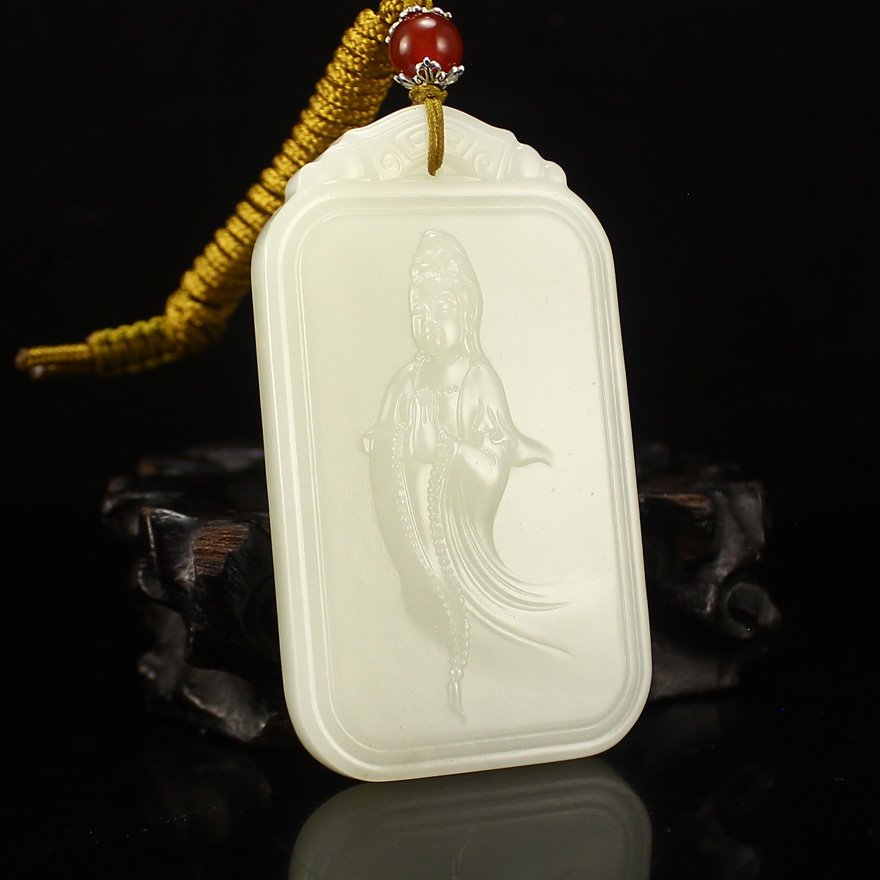 Chinese Natural Hetian Jade Kwan-yin Pendant (1 of 6)