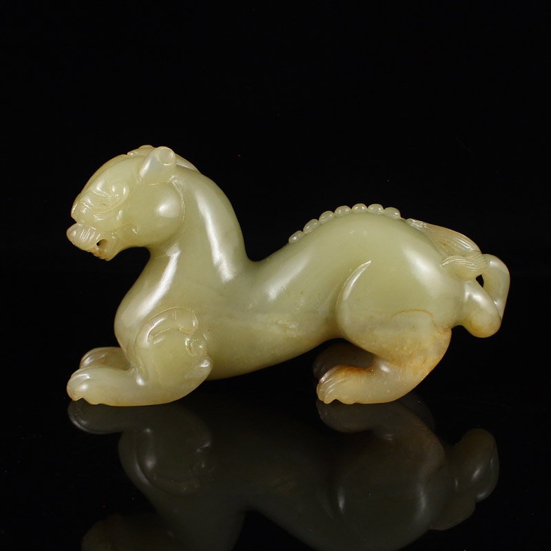 Vintage Chinese Hetian Jade Fortune Beast Statue (1 of 8)
