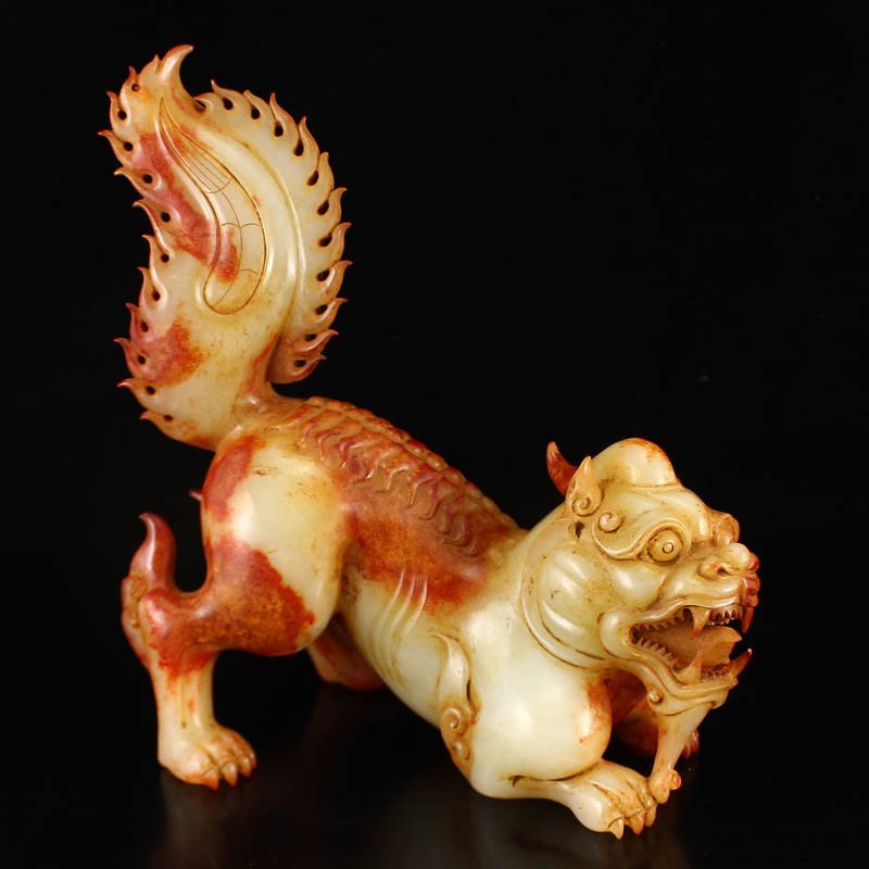 Chinese Han Dynasty Hetian Jade Kylin Statue (1 of 7)