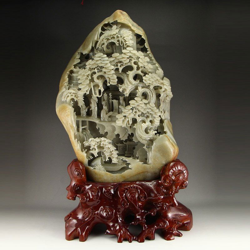 Superb Chinese Hetian Jade Statue - Sages Meeting (1 of 10)