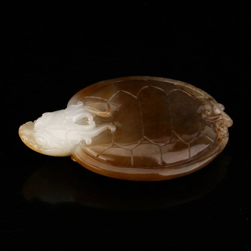 Chinese Natural Hetian Jade Statue - Dragon Turtle (1 of 9)