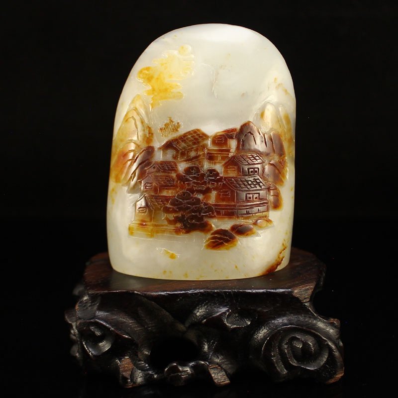 Chinese Hetian Jade Statue - Mountain village Scenery (1 of 8)