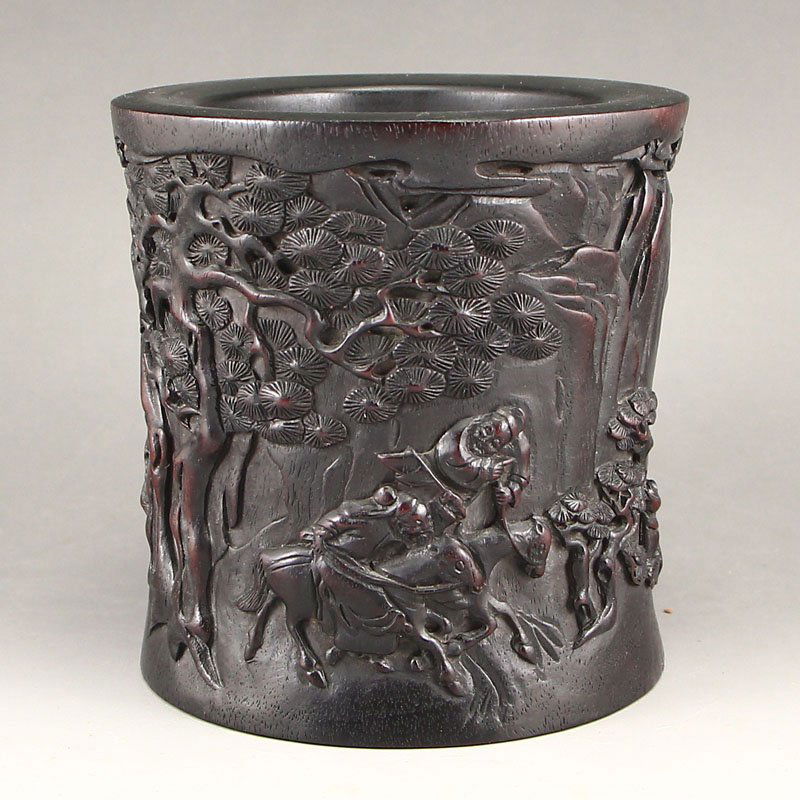 Chinese Qing Dy Zitan Wood Brush Pot (1 of 6)