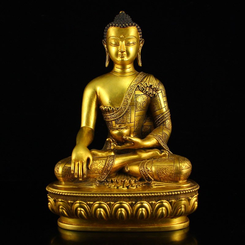 China Ming Dy Gilt Gold Bronze Siddhartha Buddha Statue (1 of 8)