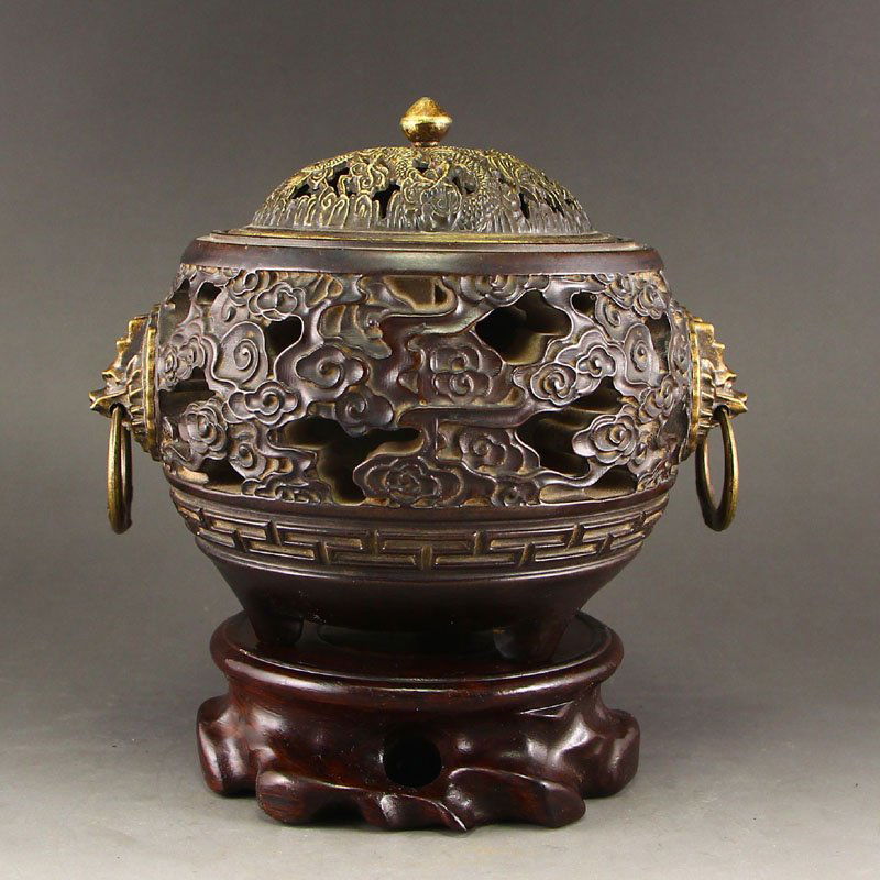Vintage Chinese Zitan Wood Incense Burner (1 of 8)