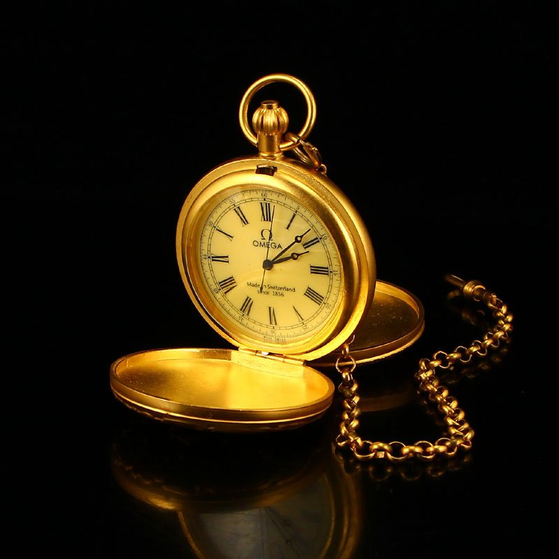 Gilt Gold Bronze Inlay Gem Mechanical Pocket Watch (1 of 8)