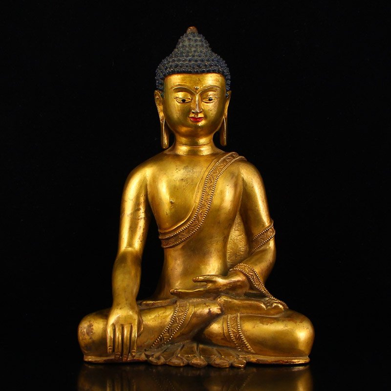 China Ming Dy Gilt Gold Bronze Siddhartha Buddha Statue (1 of 7)