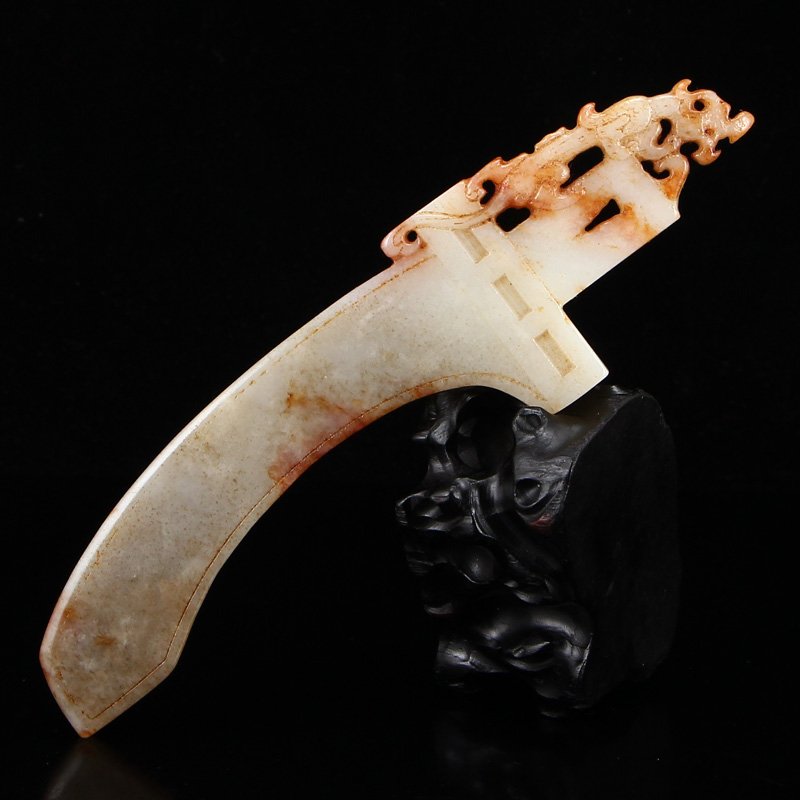 Vintage Chinese Hetian Jade Chi Dragon Knife (1 of 6)