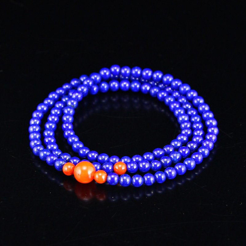 Natural Lapis Lazuli & Nan Hong Agate Bracelet (1 of 6)